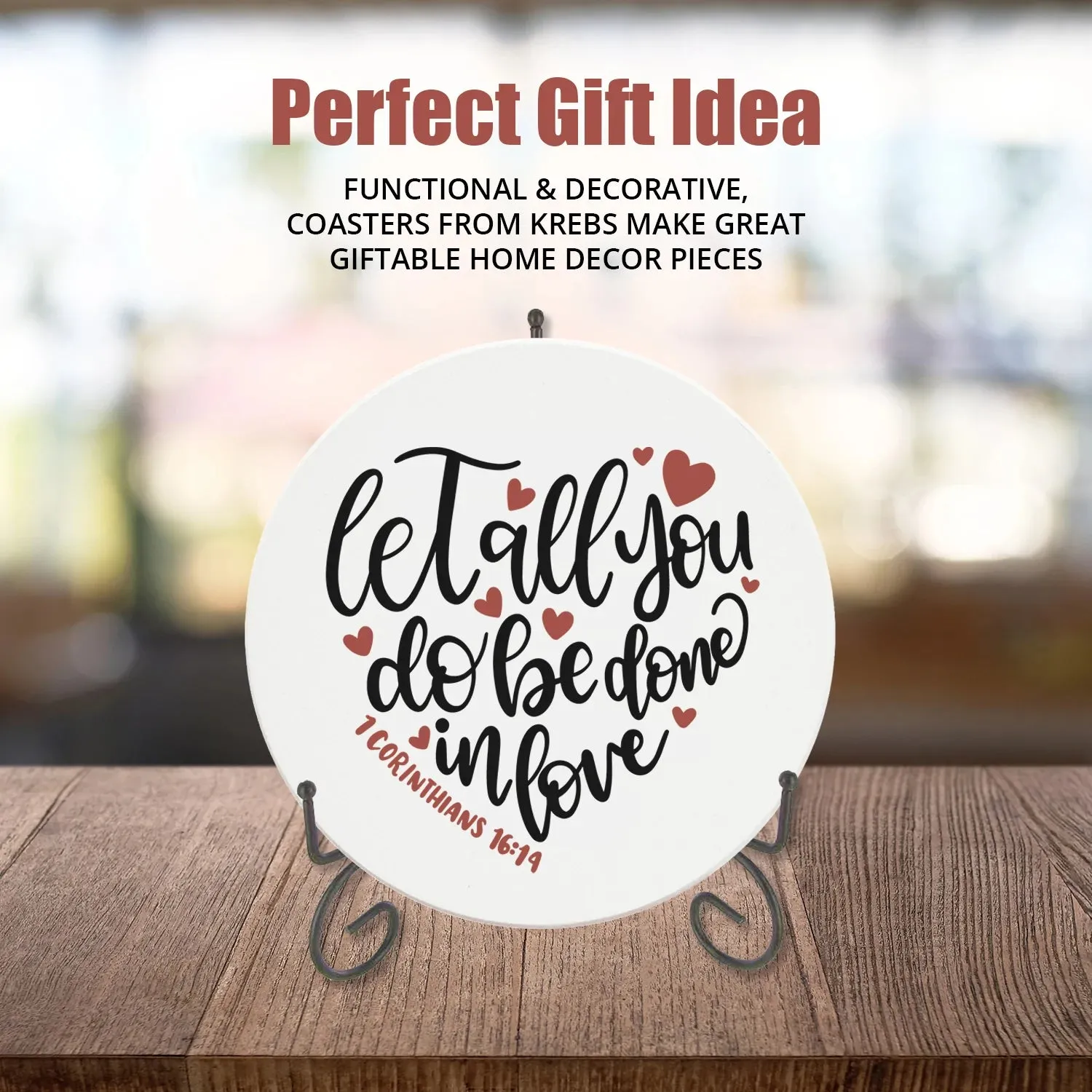 4" Round Ceramic Coasters - Mother Holds Her Childrens Hearts Forever, 4/Box, 2/Case, 8 Pieces
