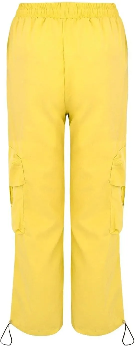 Baggy Cargo Pants Women Casual High Waisted Parachute Pants Drawstring Loose Hip Hop Wide Leg Pant Y2K Streetwear