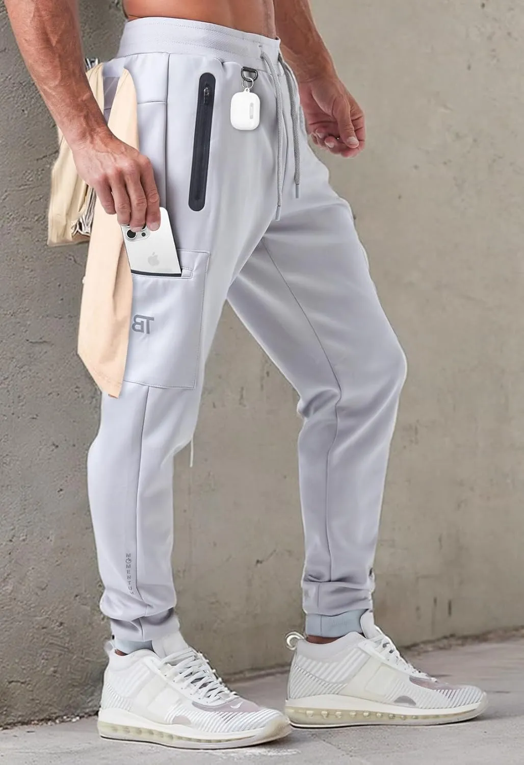 Born Tough Men's Tapered Bodybuilding Gym Joggers with Cargo Pockets, Athletic Running Sweatpants