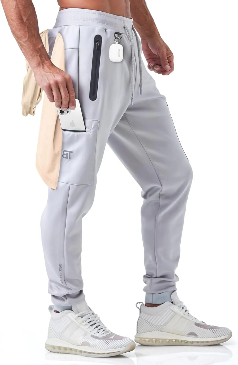 Born Tough Men's Tapered Bodybuilding Gym Joggers with Cargo Pockets, Athletic Running Sweatpants
