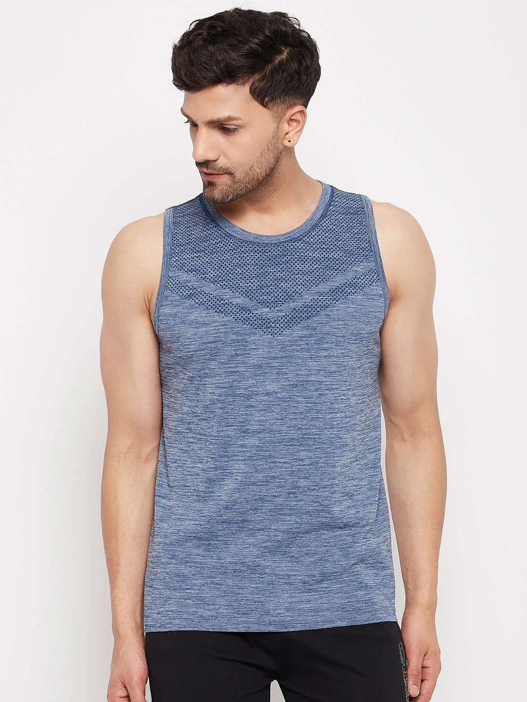 C9 Airwear Seamless Men's Sando/Vests with Round Neck - Navy