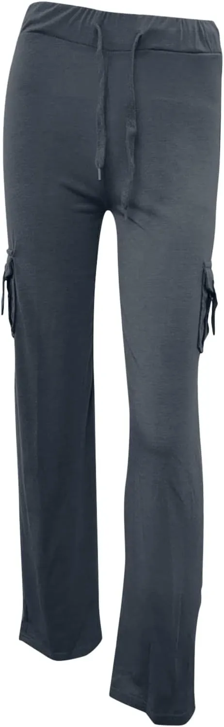 Cargo Pants Women Plus Size Wide Leg Yoga Pants High Waisted Straight Leg Lounge Trousers Flare Leggings with Pockets