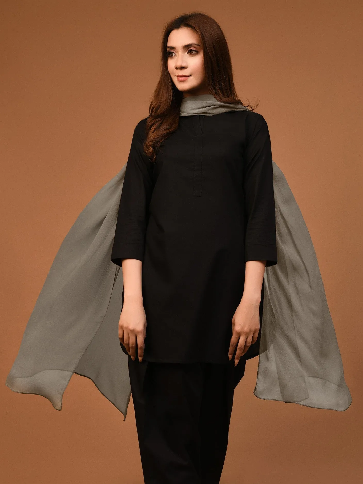 Chiffon Dupatta - Grey