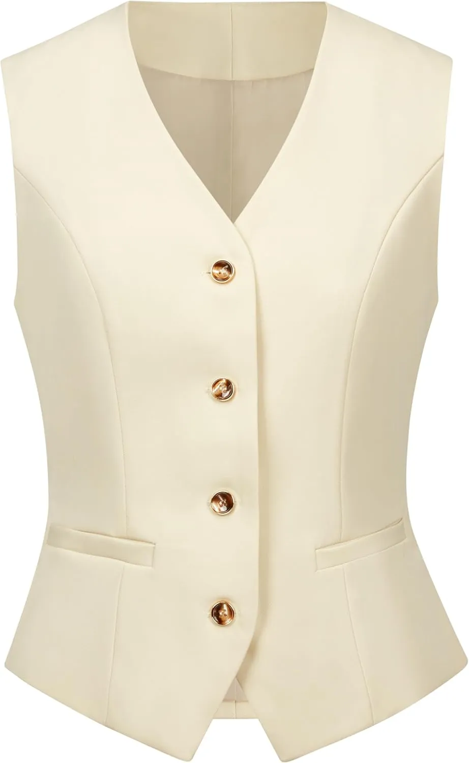 Foucome Women's Formal Regular Fitted Business Dress Suits Button Down Vest Waistcoat