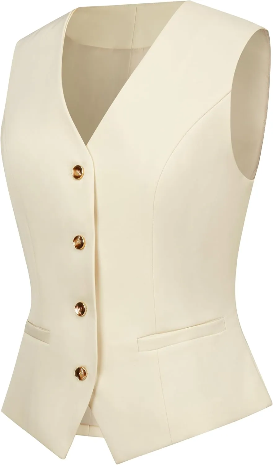 Foucome Women's Formal Regular Fitted Business Dress Suits Button Down Vest Waistcoat