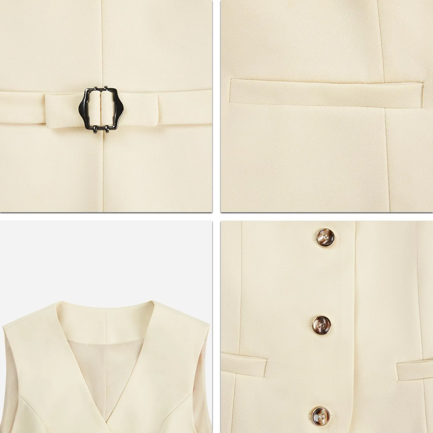 Foucome Women's Formal Regular Fitted Business Dress Suits Button Down Vest Waistcoat