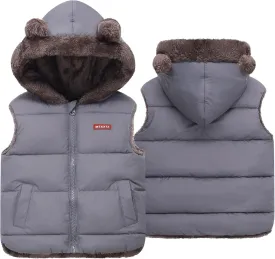 Happy Cherry Toddler Kids Puffer Hooded Vest Down Fleece Lined Jacket Windproof Coat for Winter Fall Spring