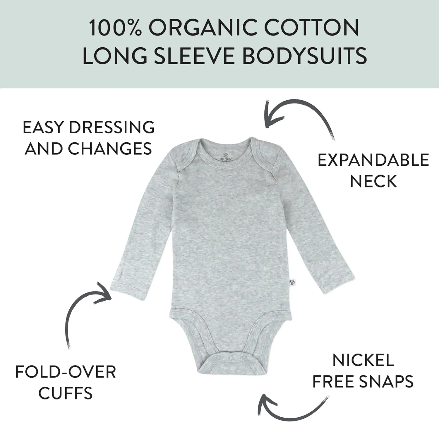 HonestBaby Baby Boys' 5-pack Long Sleeve Bodysuits One-piece 100% Organic Cotton for Infant Baby Boys', Unisex