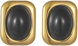 Kokoma Gold Statement Chunky Stud Earrings for Women Stainless Steel Oval Stone Geometric Square Earrings 18K Gold Plated Vintage Trendy Jewelry