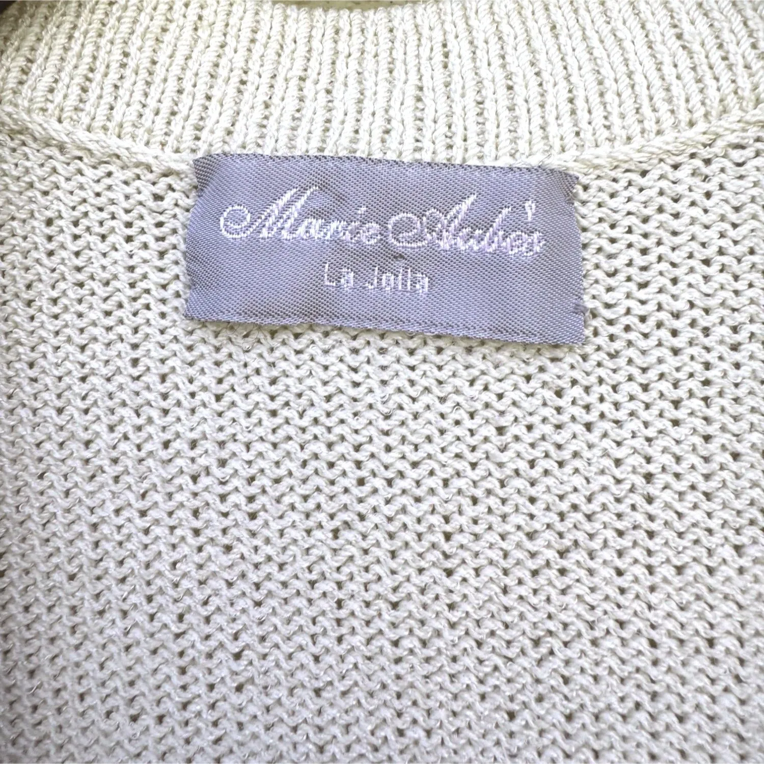 Marie Aubes Vintage V Neck Knit Gold Button Shoulder Pad Long Sleeve Cardigan