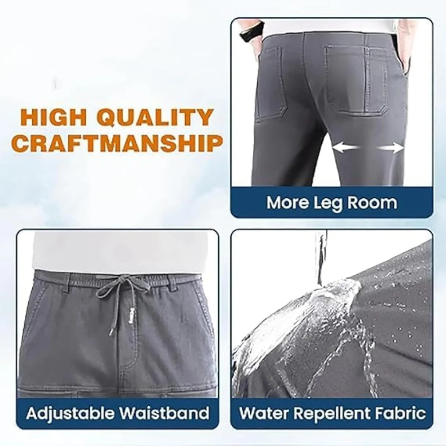 Mencomfy Cargo Pants for Men, Multipants - High Stretch Multi Pocket Durable Cargo Pants Comfort Fit Waterproof Cargos Pant