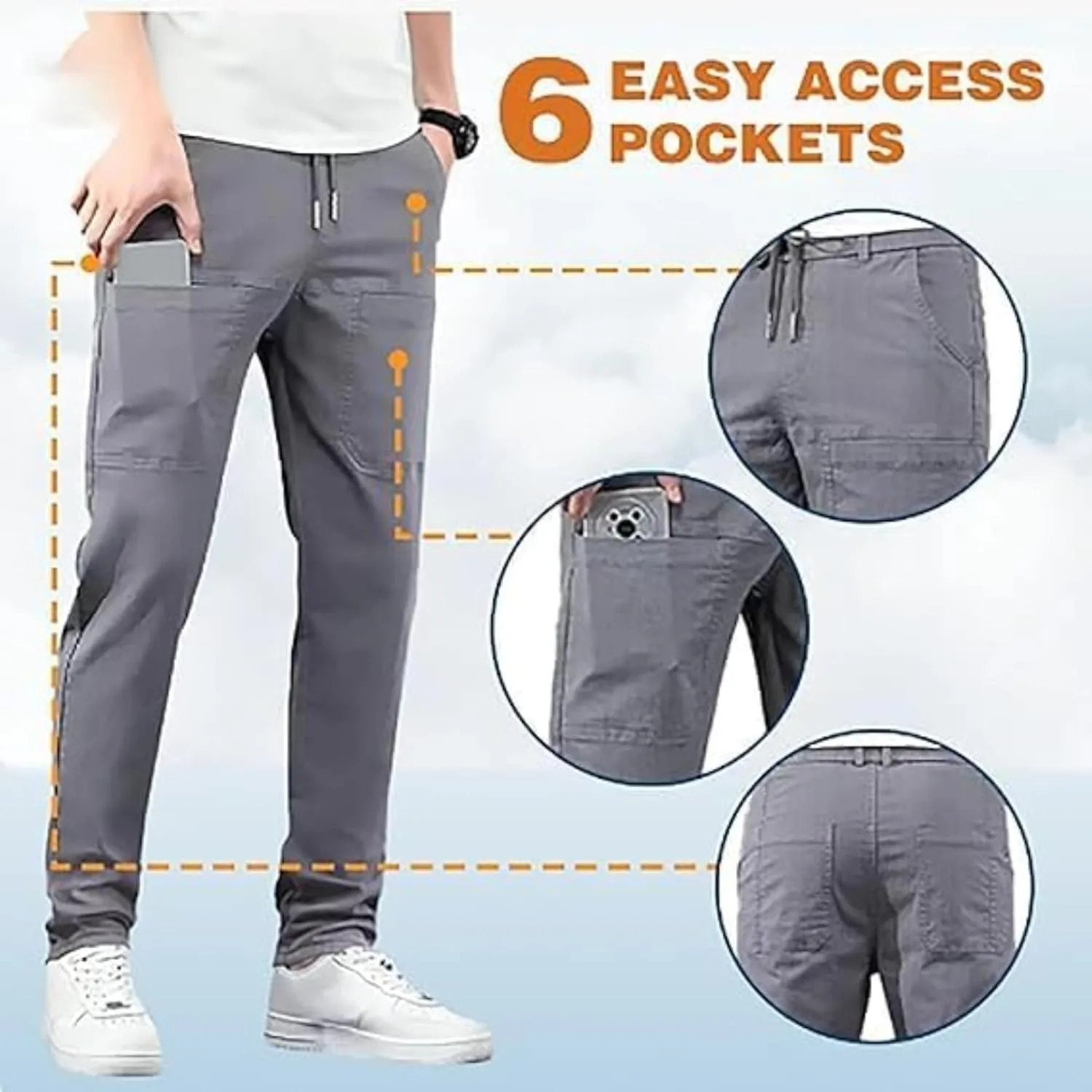 Mencomfy Cargo Pants for Men, Multipants - High Stretch Multi Pocket Durable Cargo Pants Comfort Fit Waterproof Cargos Pant