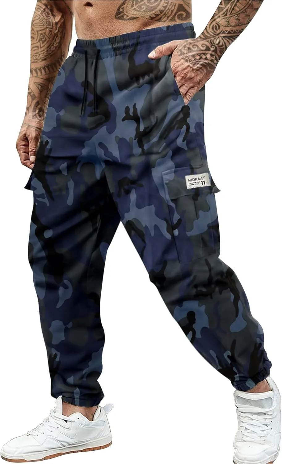 Men's Camo Jogger Pants Military Army Combat Cargo Pants Leg-Bound Tapered Casual Camouflage Tactical Pants