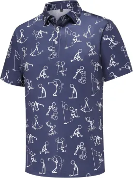 Men's Golf Polo Shirts Funny Golf Shirts for Men Performance Moisture Wicking Quick Dry Athletic Short Sleeve Shirts