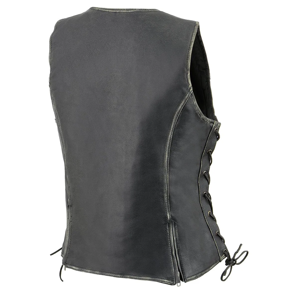 Milwaukee Leather MLL4517 Women's Black Leather Vest with Front Zipper