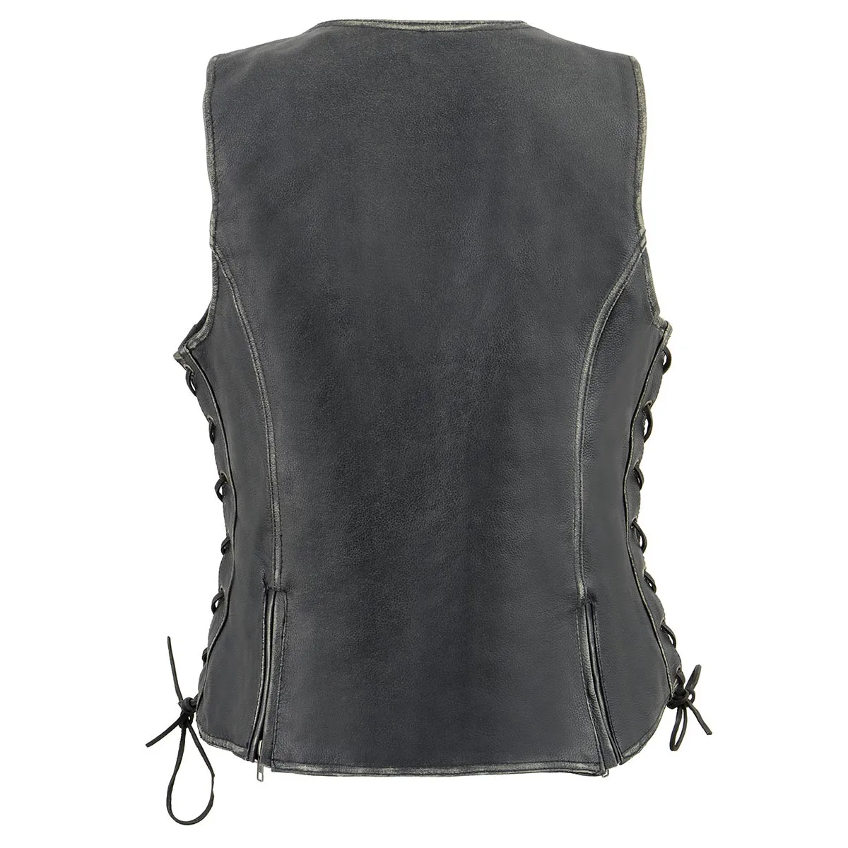 Milwaukee Leather MLL4517 Women's Black Leather Vest with Front Zipper