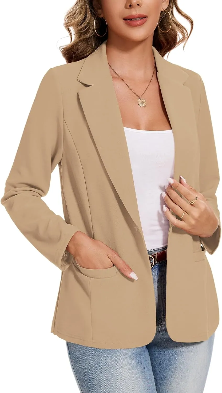 MINTLIMIT Blazers for Women Long Sleeve Button Front Blazer Lapel Business Casual Work Office Suit Jackets with Pockets