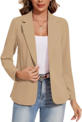 MINTLIMIT Blazers for Women Long Sleeve Button Front Blazer Lapel Business Casual Work Office Suit Jackets with Pockets