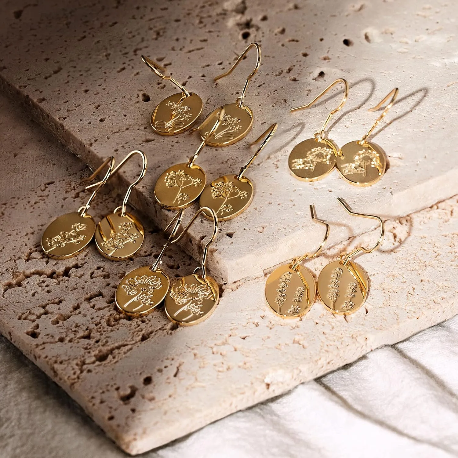 Moodear Trendy Gold Earrings for Women - Dainty Flower Dangle Earrings - Minimalist 14K Boho Hypoallergenic Statement Jewelry - Birthday Gift for Her