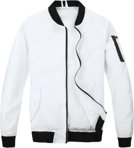 Mywu Mens Bomber Jacket Slim Fit Casual Windproof Lightweight Jackets