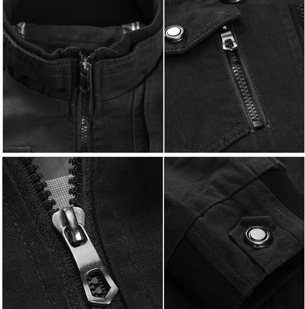 Oymyakon Men's Casual Military Jacket Stand Collar Jackets Coats Cotton Bomber Jackets with Shoulder Straps