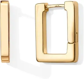 PAVOI 14K Gold Plated 925 Sterling Silver Post Square Hoop Earrings | Geometric Rectangle Gold Hoop Earrings for Women