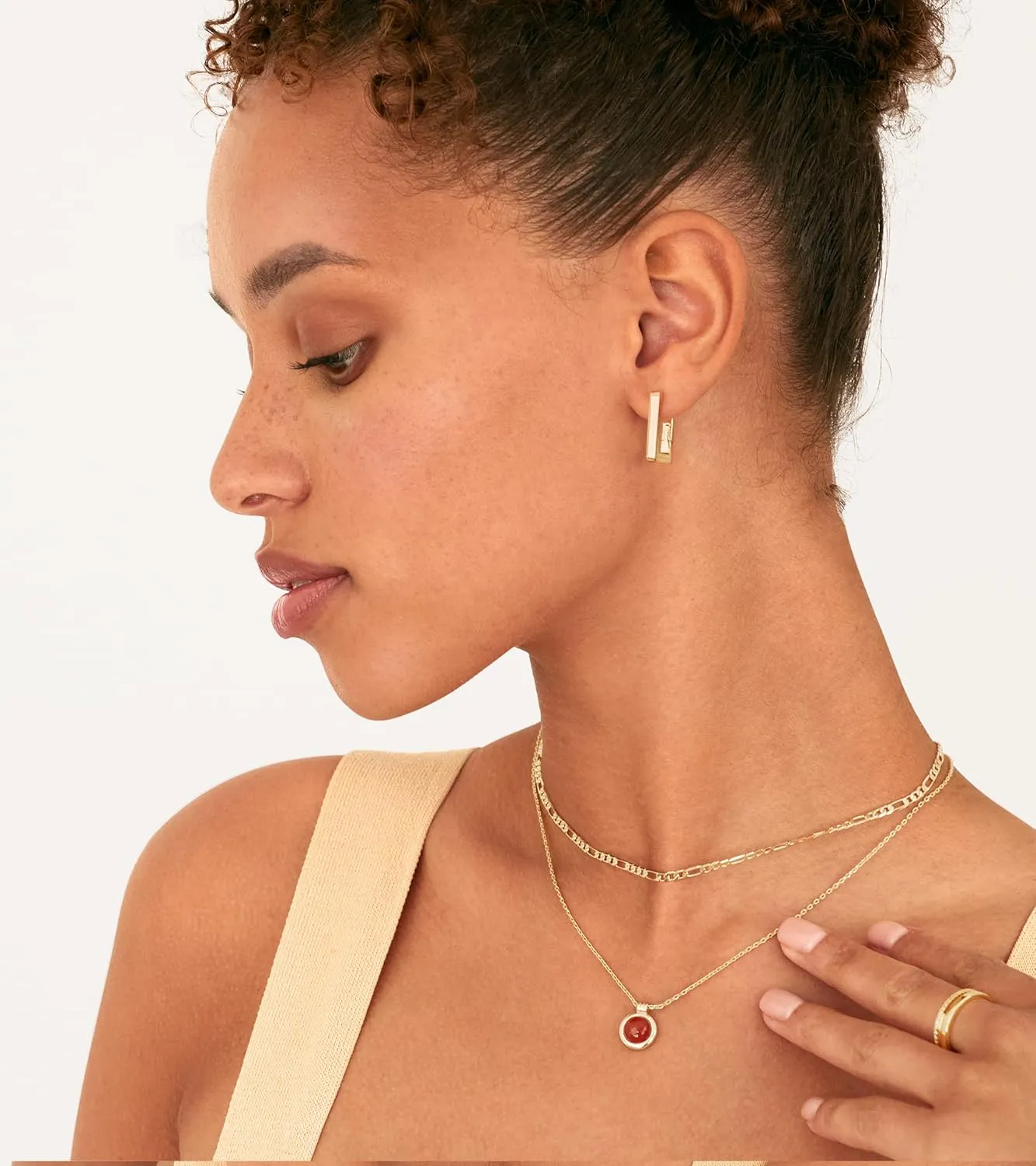 PAVOI 14K Gold Plated 925 Sterling Silver Post Square Hoop Earrings | Geometric Rectangle Gold Hoop Earrings for Women