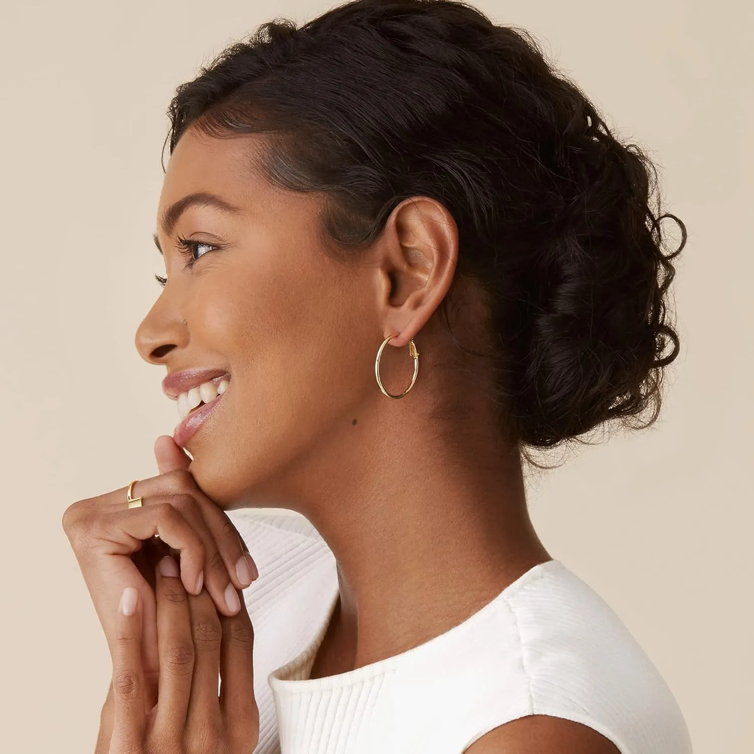 PAVOI 14K Gold Plated Sterling Silver Post Hoops | Large Hoops Earring | Lightwight Gold Hoop Earrings for Women