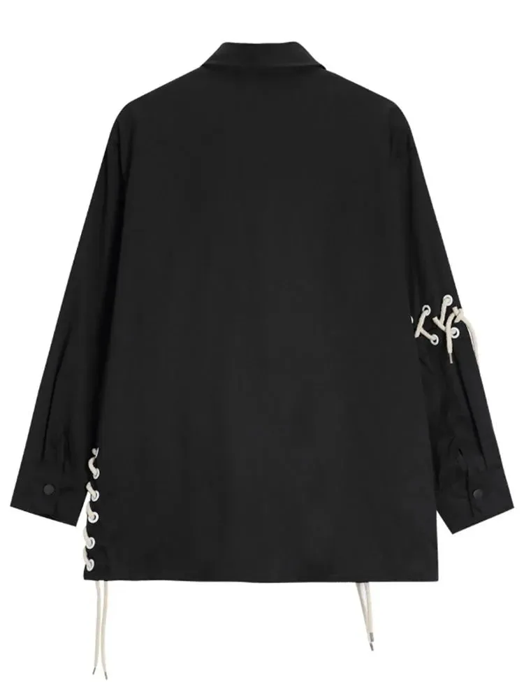 Pre Order:  Lace-Up Single-Breasted Loose Jacket