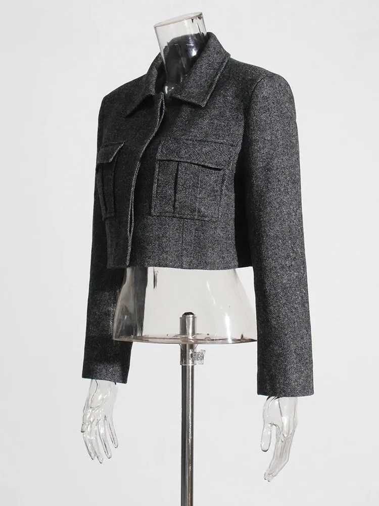 Pre Order:  Minimalist Hidden Buttons Cropped Jacket