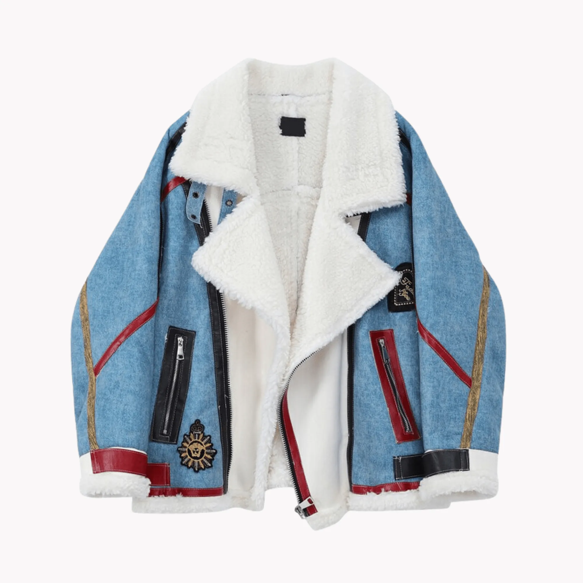 Pre Order:  Patchwork Lambswool Rider Jacket - @taneeyah.lajuan