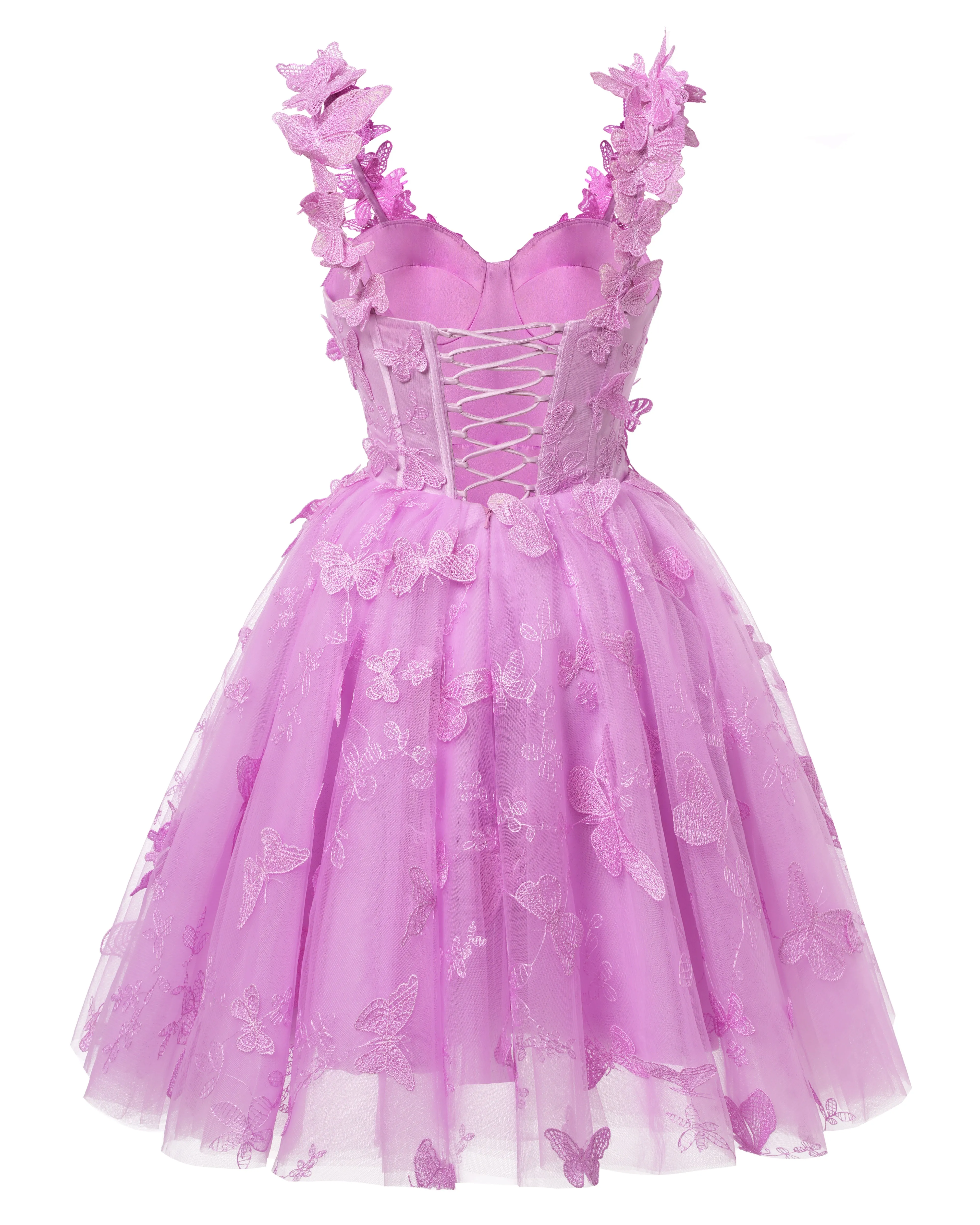 Sky Blue 3D Butterfly Lace Applique Tulle Homecoming Dress for Teens Sweetheart Mini Short Prom Dresses