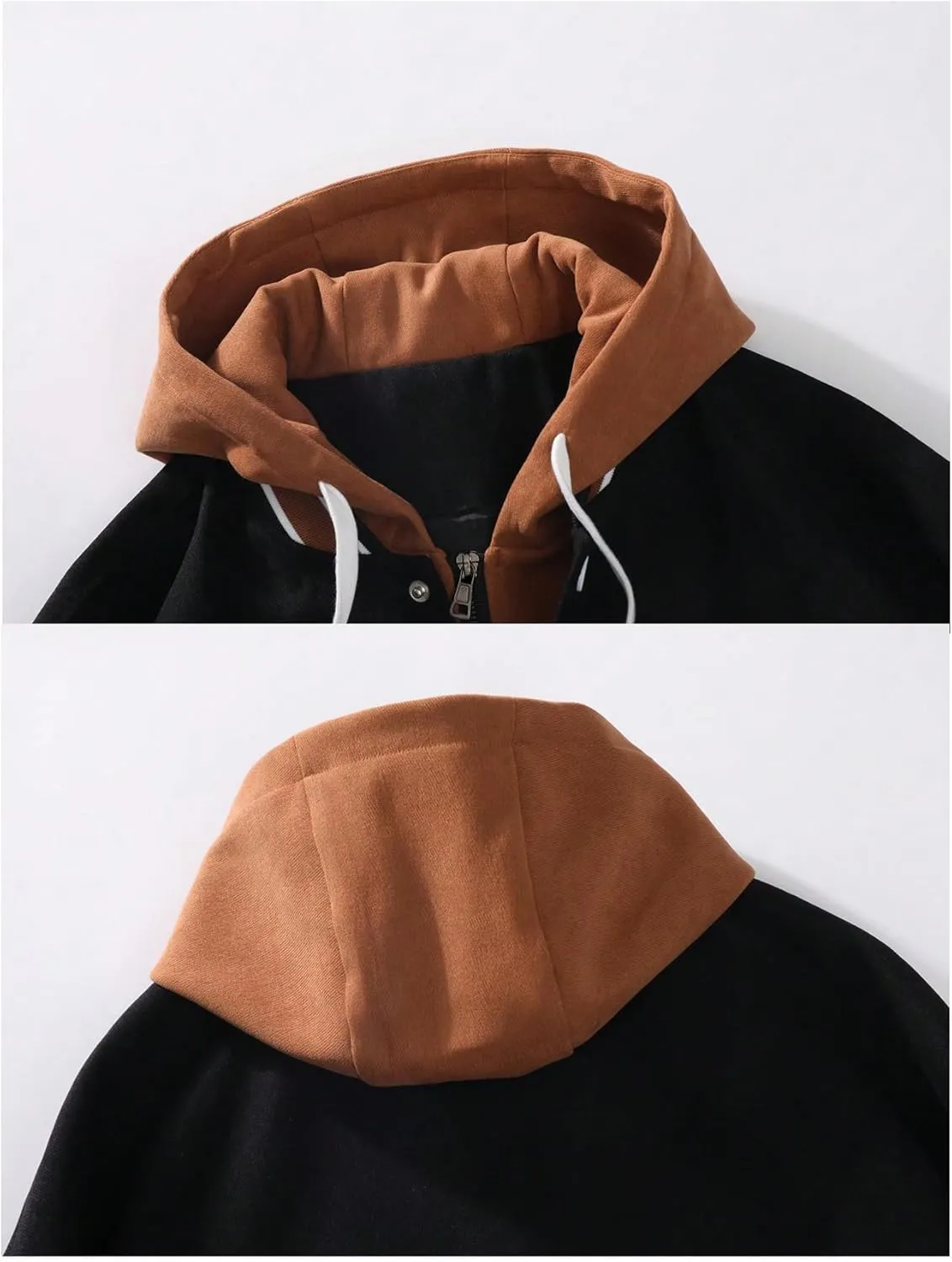 SOLY HUX Men's Casual 2 in 1 Hoodie Jackets Bomber Jacket Hooded Zipper Snap Long Sleeve Baseball Jackets