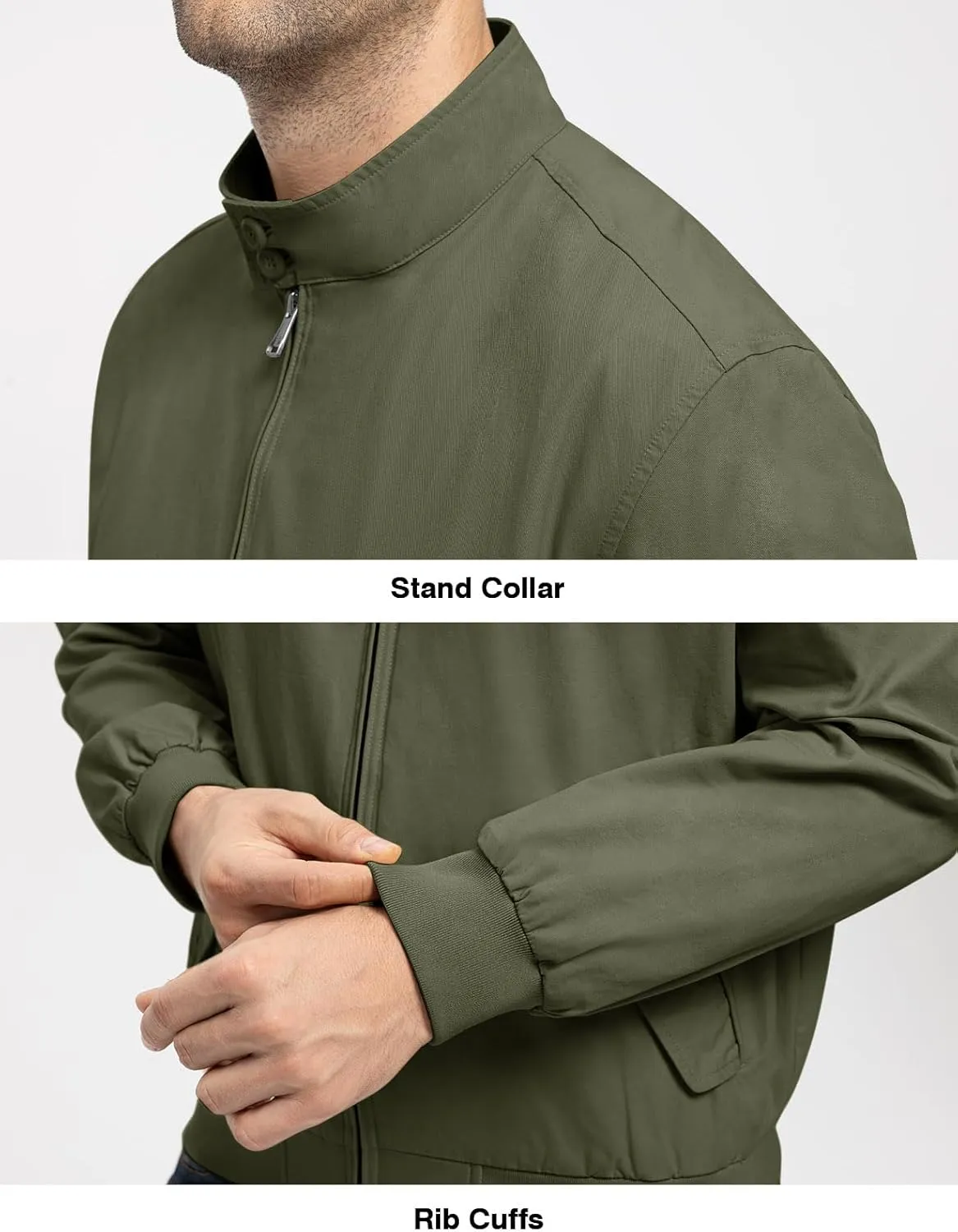 TBMPOY Men's Lightweight Cotton Jackets Golf Full Zip Windbreaker Spring Fall Stylish Casual Jackets Work bomber