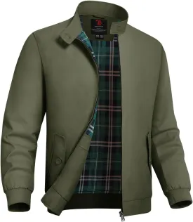 TBMPOY Men's Lightweight Cotton Jackets Golf Full Zip Windbreaker Spring Fall Stylish Casual Jackets Work bomber