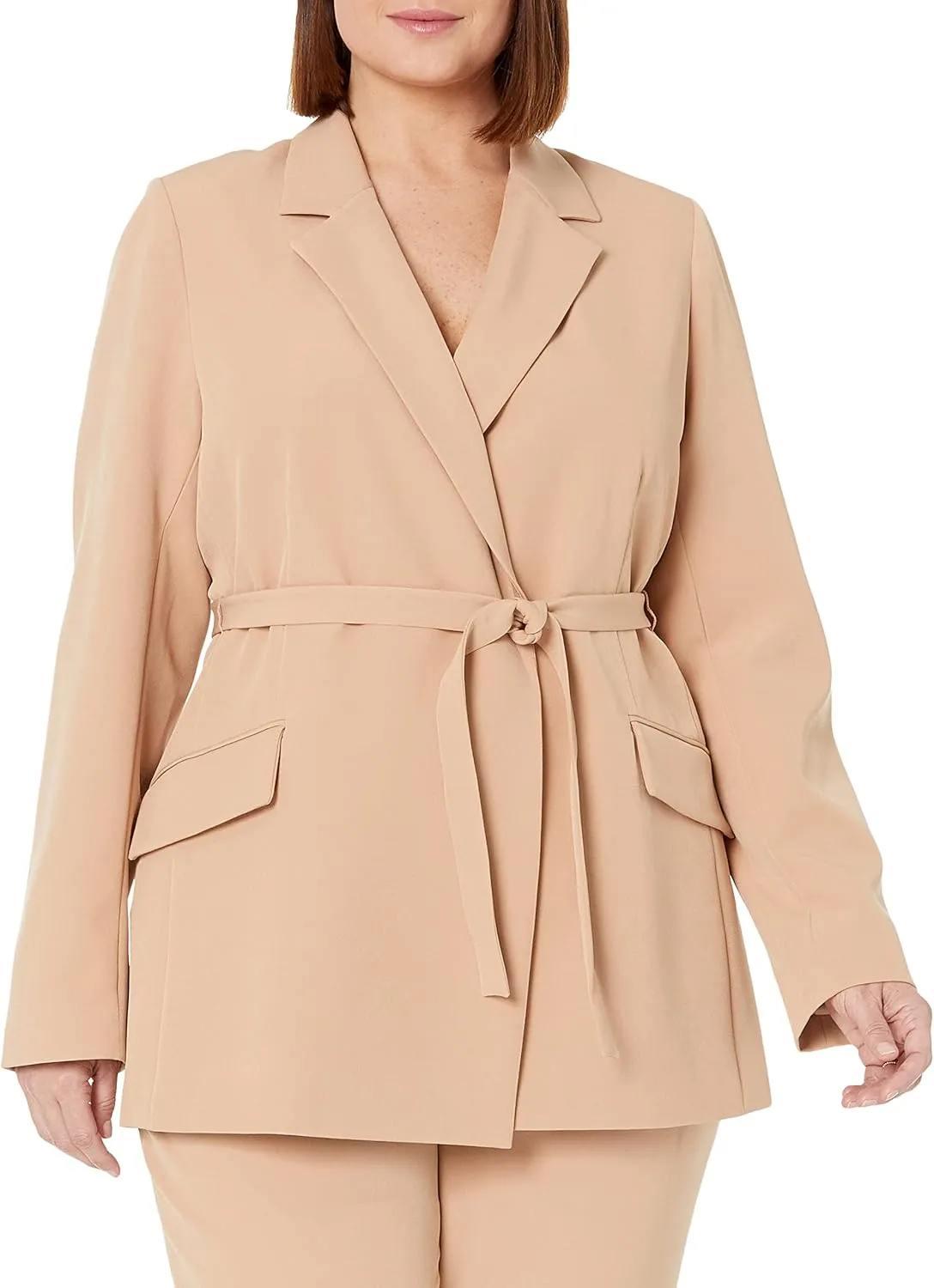 The Drop Women's Ren Wrap-Front-Belted Blazer