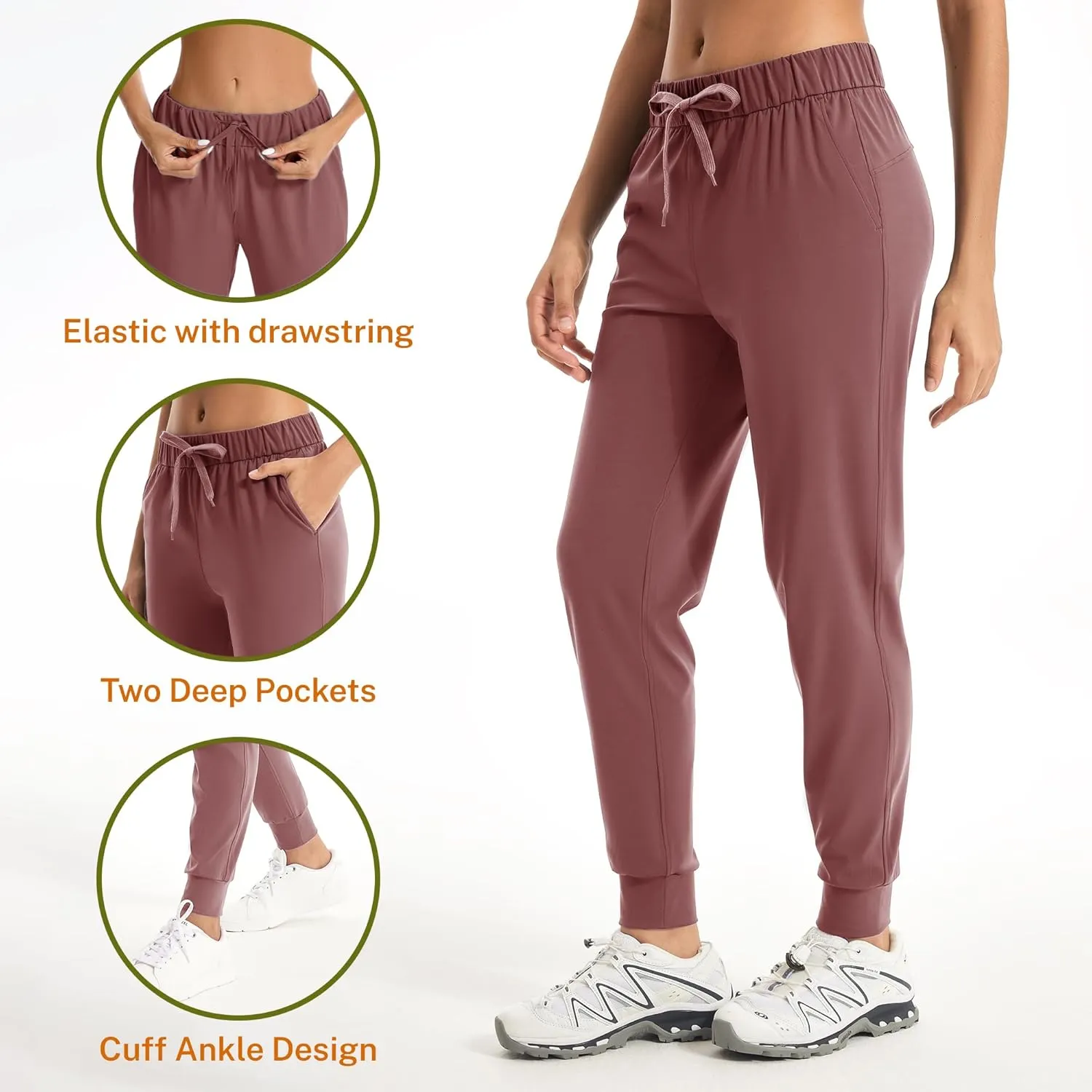 Women's Joggers Pants with Pockets Drawstring Running Sweatpants Workout Casual Tapered Pants