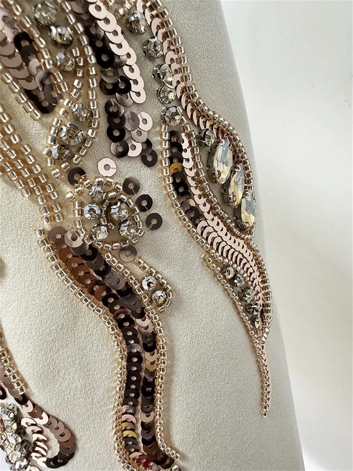 Women's Luxury Designer Jacket Slim Fitting Rhinestone Diamonds Beaded Sequin Long Blazer Coat
