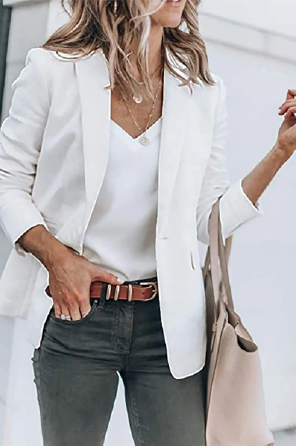 Women's Open Front Business Casual Pockets Work Office Blazer Jacket Long Sleeve & Sleeveless Suit Top Lightweight