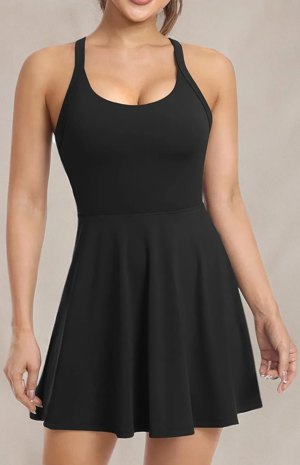 Womens Workout Tennis Dress with Built in Shorts and Bra Athletic Golf Activewear for Exercise