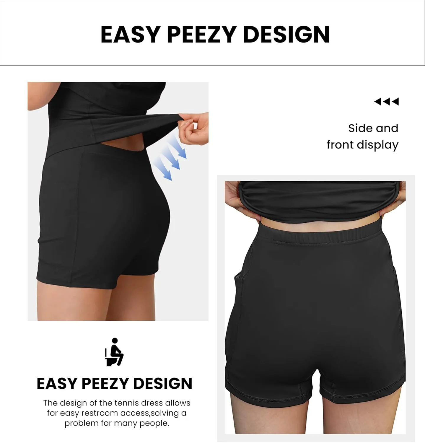 Womens Workout Tennis Dress with Built in Shorts and Bra Athletic Golf Activewear for Exercise