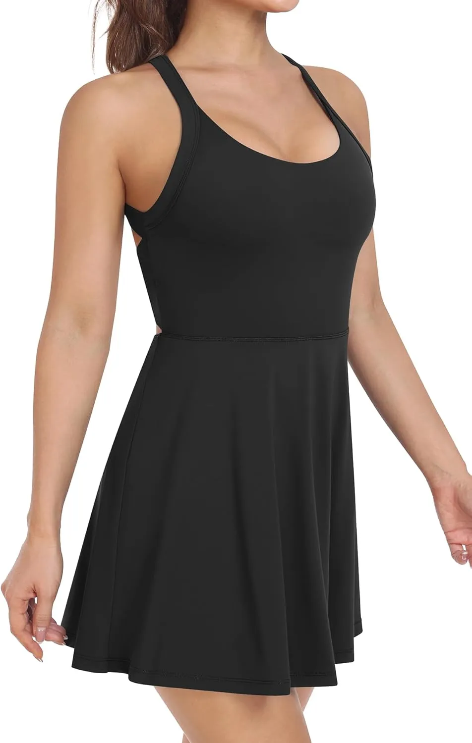 Womens Workout Tennis Dress with Built in Shorts and Bra Athletic Golf Activewear for Exercise