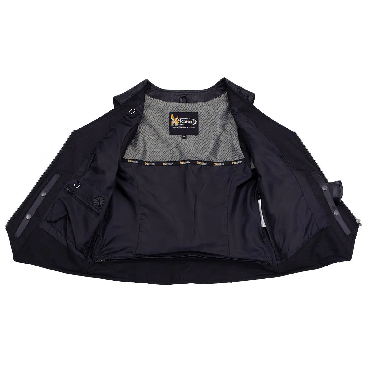 Xelement XS24002 Women's 'Bling' Black Leather V-Neck Motorcycle Rider