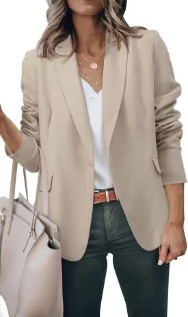 ZDLONG Women's Casual Lightweight Blazer Jacket Suits Lapel Long Sleeve for Daily/Work